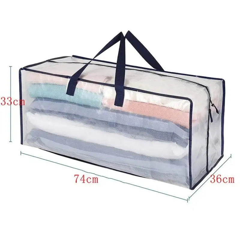Large PP Woven Tote Transparent Moving Storage Bags with Zipper Waterproof Garment Bag for Clothes & Bedding |〔2025E〕